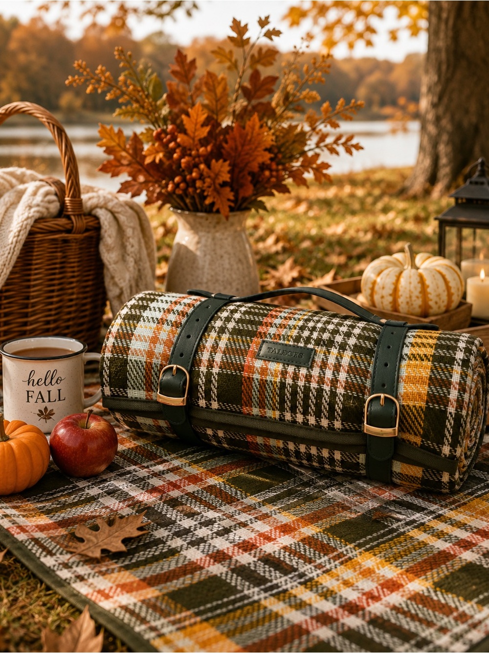 Picnic Blanket Roll Up Waterproof Backing Travel Outdoor